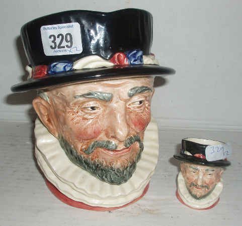 Appraisal: LargeSize Character Jug Beefeater D Chipped And Minature Size Beefeater