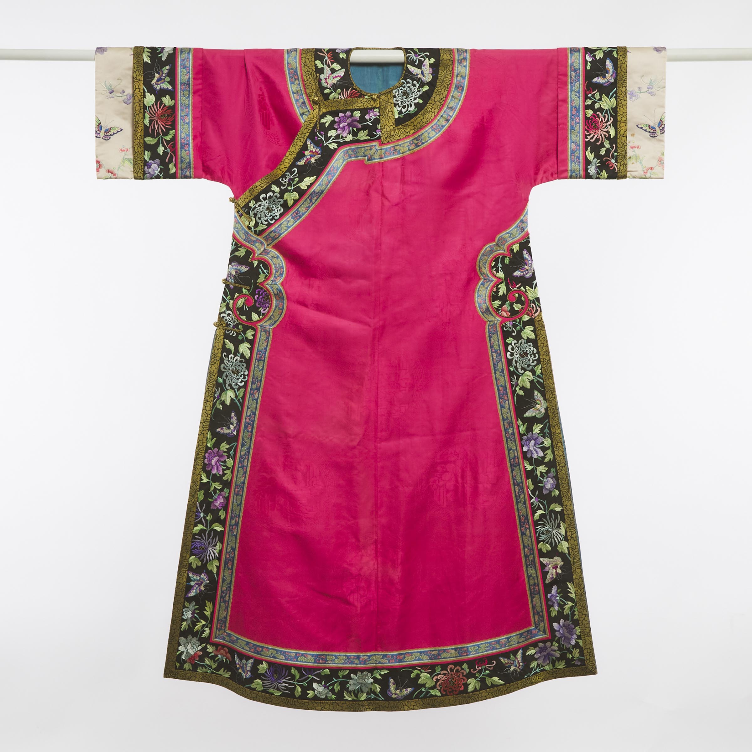 Appraisal: A Pink-Ground Silk Embroidered 'Butterflies and Flowers' Lady's Robe th