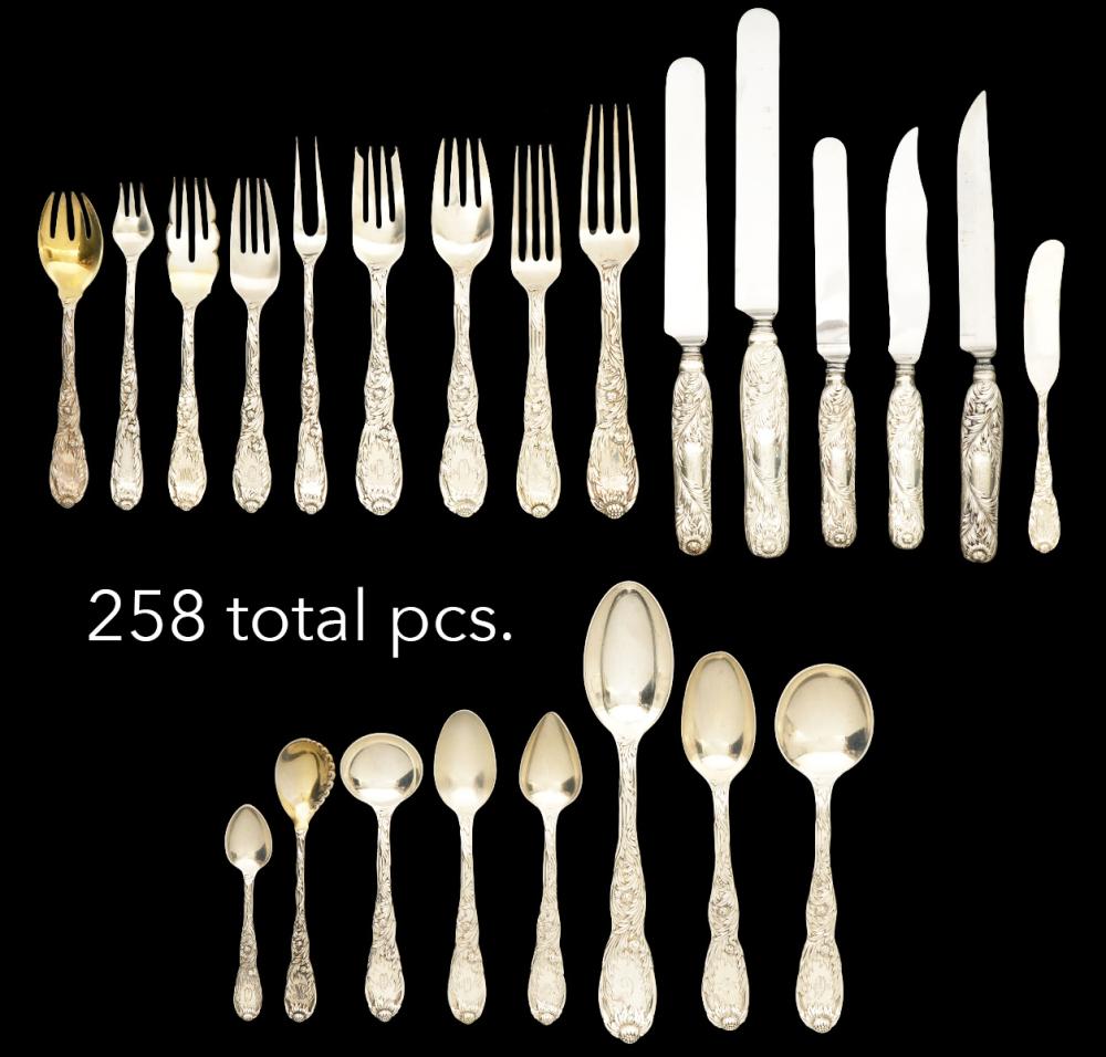 Appraisal: PCS TIFFANY STERLING CHRYSANTHEMUM FLATWARE pieces of sterling Tiffany Chrysanthemum