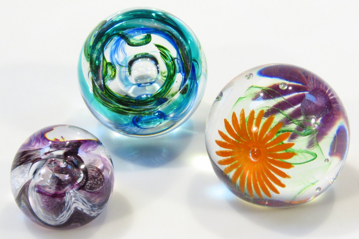 Appraisal: Three various Caithness paperweights to include D cm high and