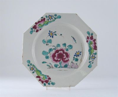 Appraisal: A Bow octagonal plate painted in polychrome enamels with peony