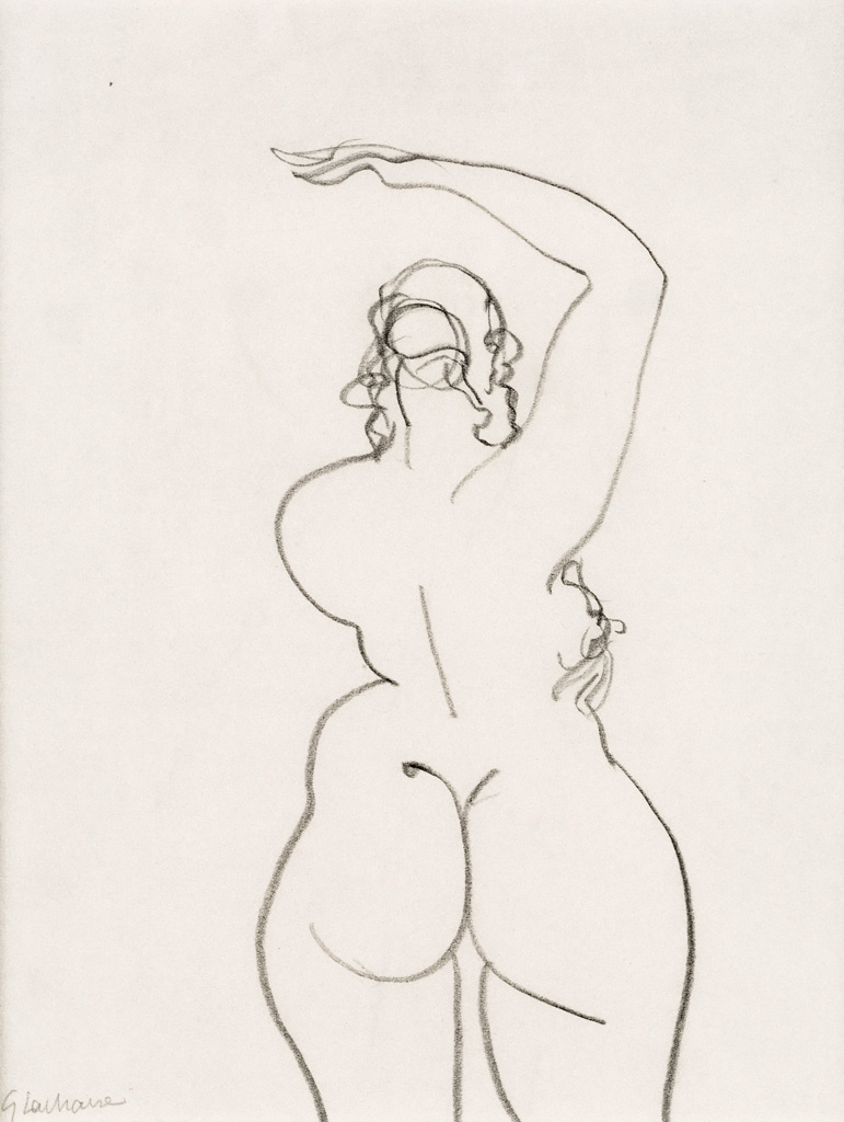 Appraisal: GASTON LACHAISE Nude with Arm Raised Pencil on paper circa