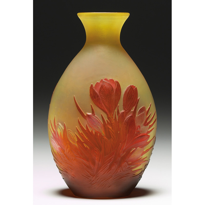 Appraisal: Nice Galle vase flattened shape with a mold blown crocus