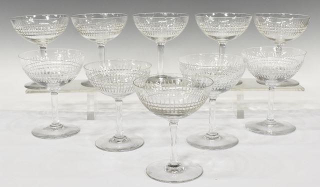 Appraisal: lot of French cut crystal champagne tall sherbet stemware similar