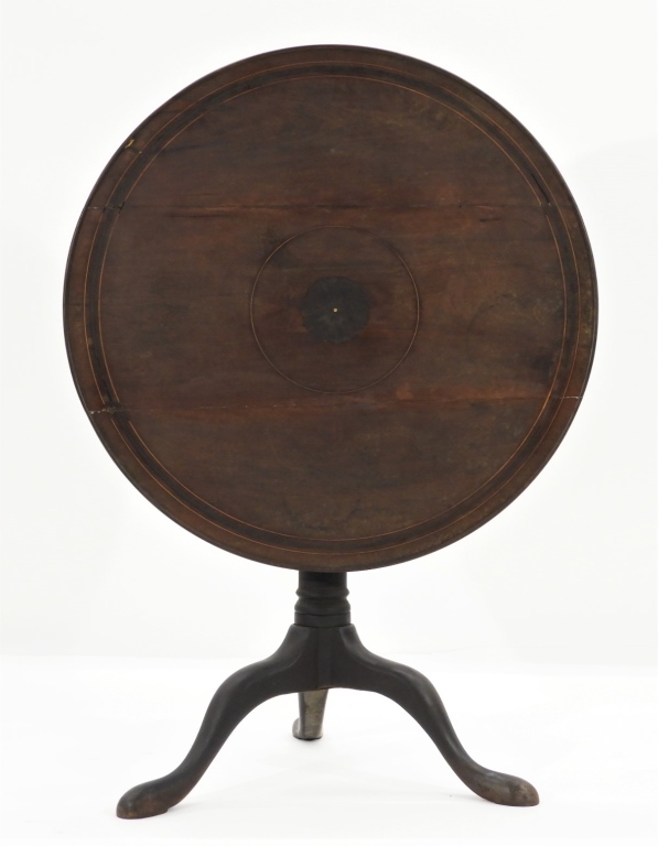 Appraisal: C AMERICAN WALNUT BIRD CAGE DISH TILT TOP TABLE United