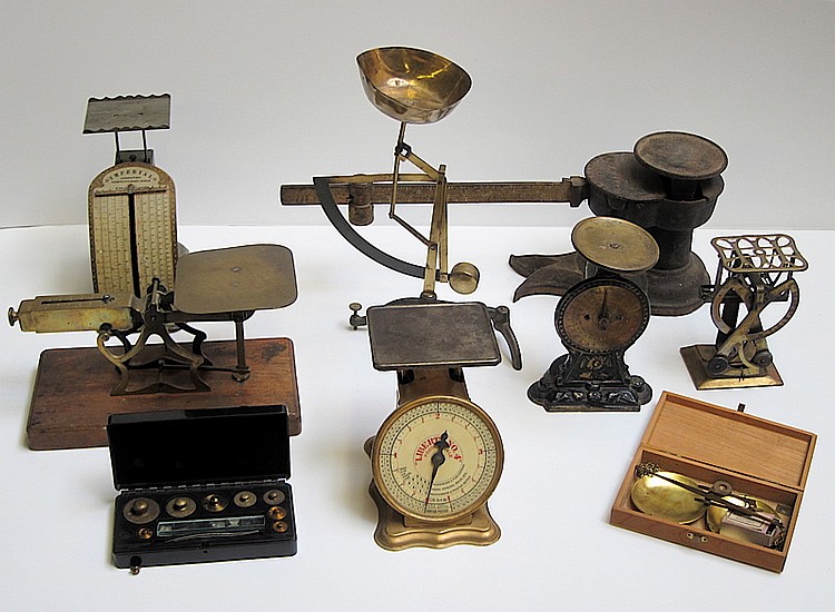 Appraisal: A COLLECTION OF SMALL SCALES AND WEIGHTS British Salter's letter