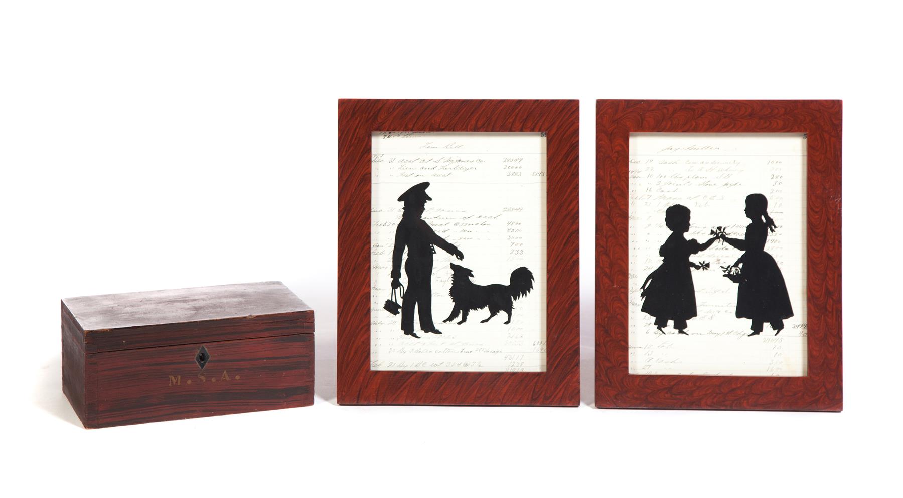 Appraisal: THREE PIECES OF AMERICANA American Two contemporary silhouettes signed C