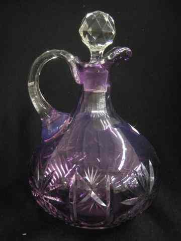 Appraisal: Amethyst Cut-to-Clear Glass Decanter rich color with fine cutwork ''