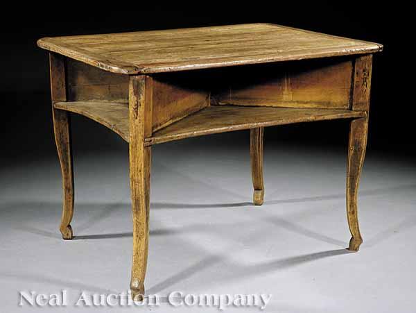 Appraisal: An Antique Louis XV-Style Pine Table panel top over triangular