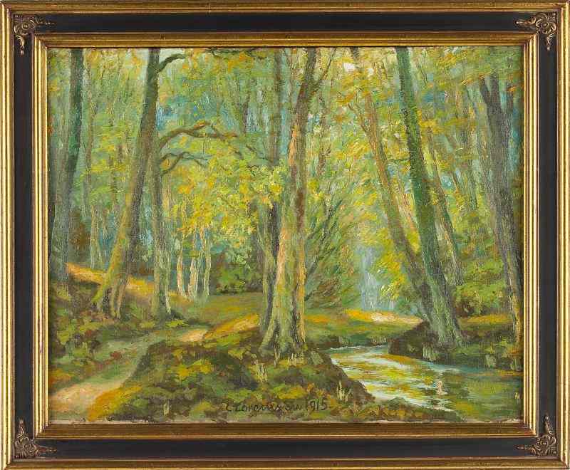 Appraisal: Continental School th c Forest Interioroil on canvas signed in