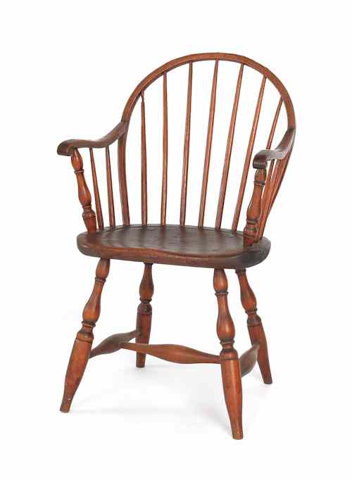 Appraisal: Bowback Windsor armchair ca