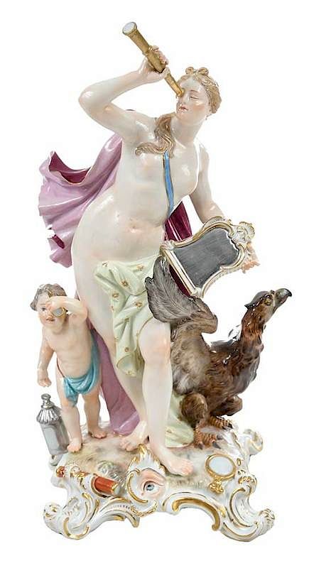 Appraisal: Meissen Figurine Representing Sense of Sight German th century woman