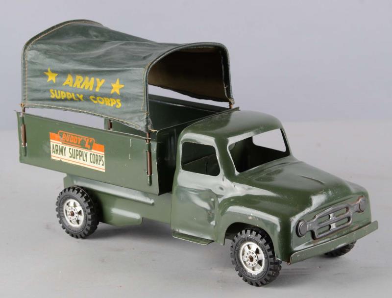 Appraisal: Buddy L Pressed Steel Army Supply Corps Truck This green