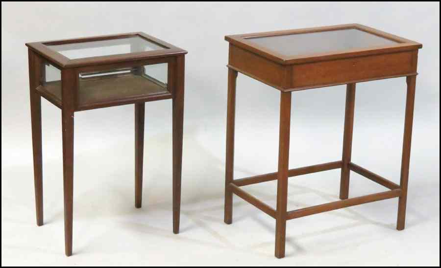 Appraisal: TWO MAHOGANY VITRINE TABLES Larger '' x '' x ''