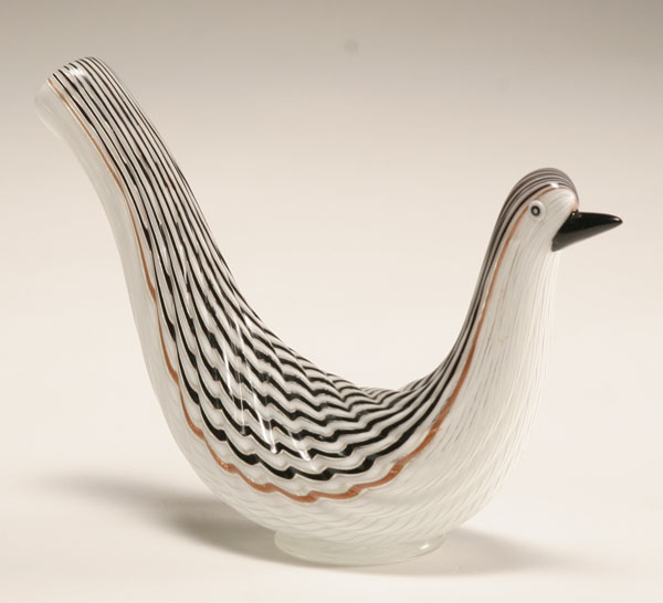 Appraisal: Dino Martens mezza filigrana art glass dove Black and aventurine