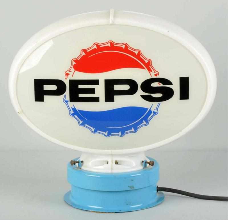 Appraisal: Pepsi-Cola Revolving Lighted Sign Description s Metal base with plastic