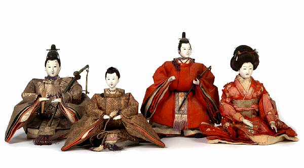 Appraisal: Eleven Japanese ningyo dolls Including six emperors in brocade costumes