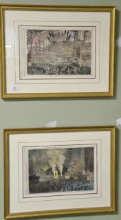 Appraisal: Set of nine framed Harper's Weekly hand colored engravings ss