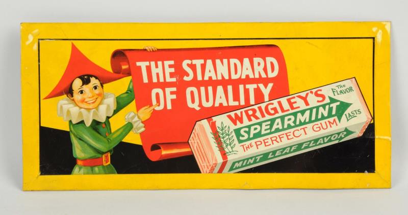 Appraisal: Wrigley's Gum Tin Over Cardboard Sign This sign has a