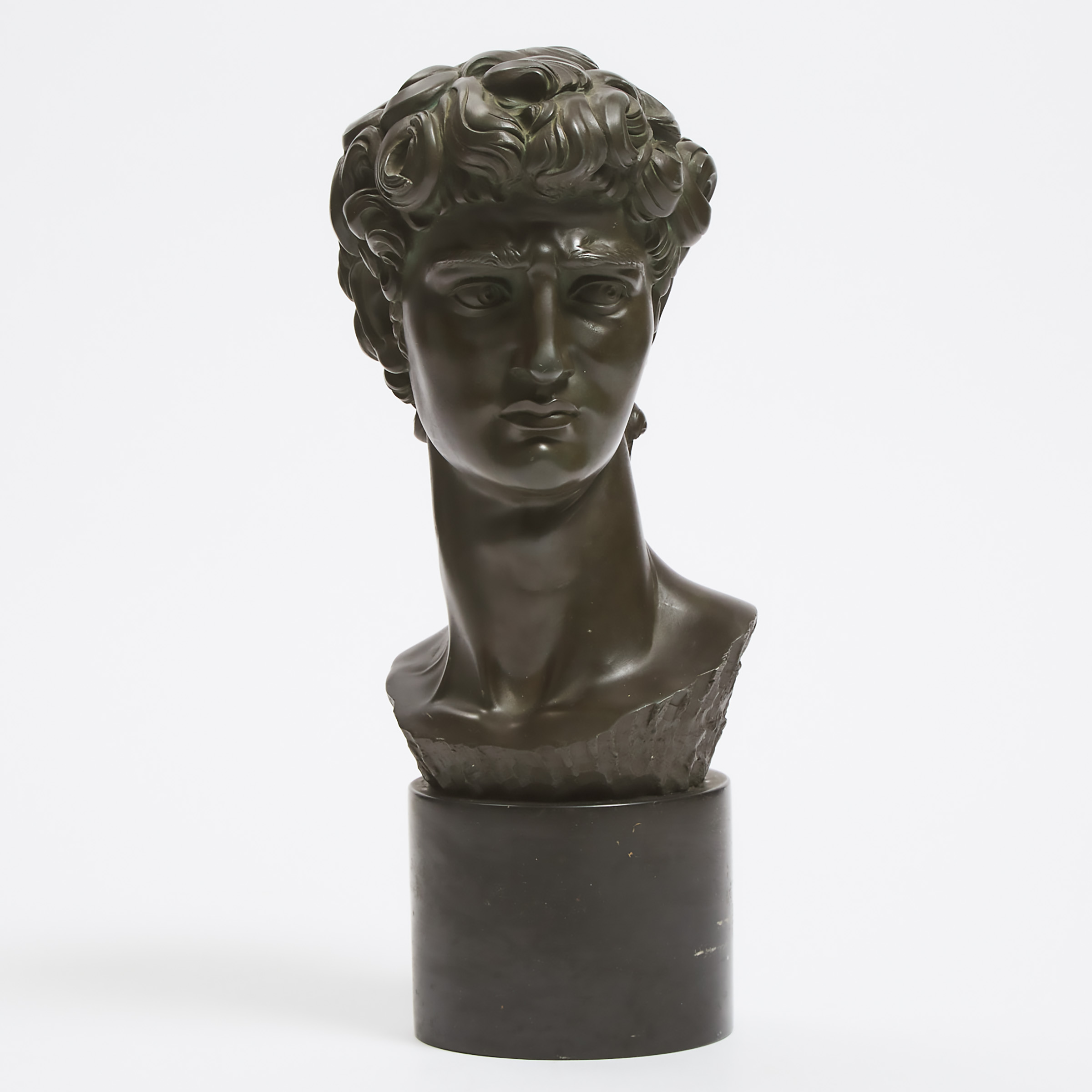 Appraisal: Bronze Patinated Composite Head of David th century after Michaelangelo