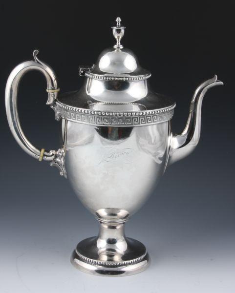 Appraisal: Bailey Co Coin Silver Coffee Pot ca - of classical