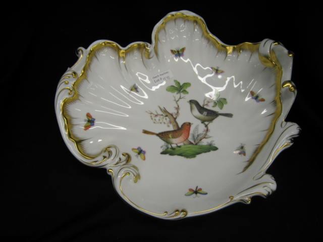 Appraisal: Herend Rothschild Porcelain Serving Dish rococo shape butterfly insect bird