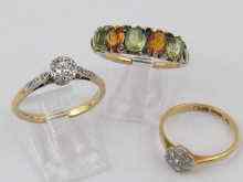 Appraisal: Two yellow metal tests ct gold diamond rings together with