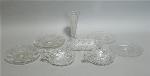 Appraisal: EIGHT MISCELLANEOUS GLASS PIECES Including two pairs of Sandwich style