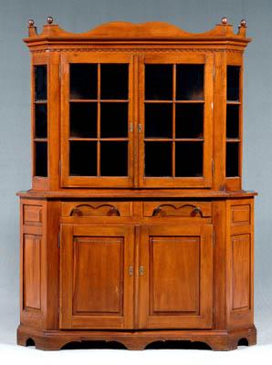 Appraisal: Rare Ohio cherry step back cupboard two case construction upper