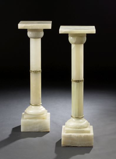 Appraisal: Pair of Italian Gilt-Brass-Mounted White Onyx Pedestals early th century