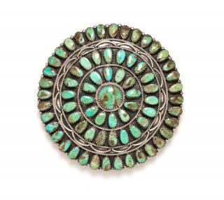 Appraisal: A Sterling Silver and Turquoise Pendant Brooch Larry Moses Begay