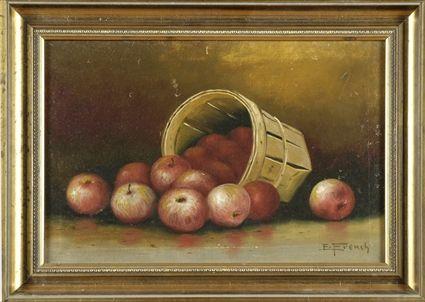 Appraisal: F French th C Still Life with Basket of Apples