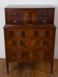 Appraisal: John Wanamaker Highboy John Wanamaker inlaid and carved highboy dresser