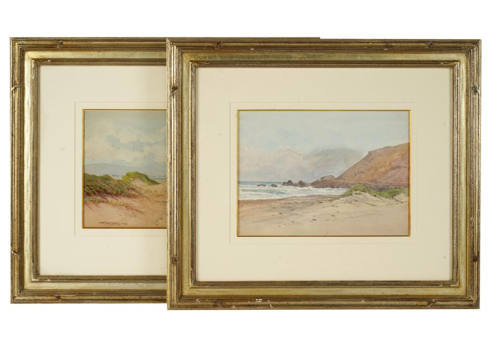 Appraisal: OSCAR HANSEN - TWO COASTAL LANDSCAPESeach watercolor on paper the