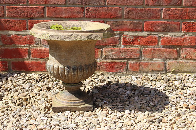 Appraisal: A VICTORIAN BUFF TERRACOTTA SMALL GARDEN URN of campana form