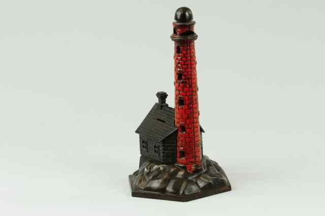 Appraisal: LIGHTHOUSE MECHANICAL BANK Unknown American manufacturer circa Semi-mechanical with two