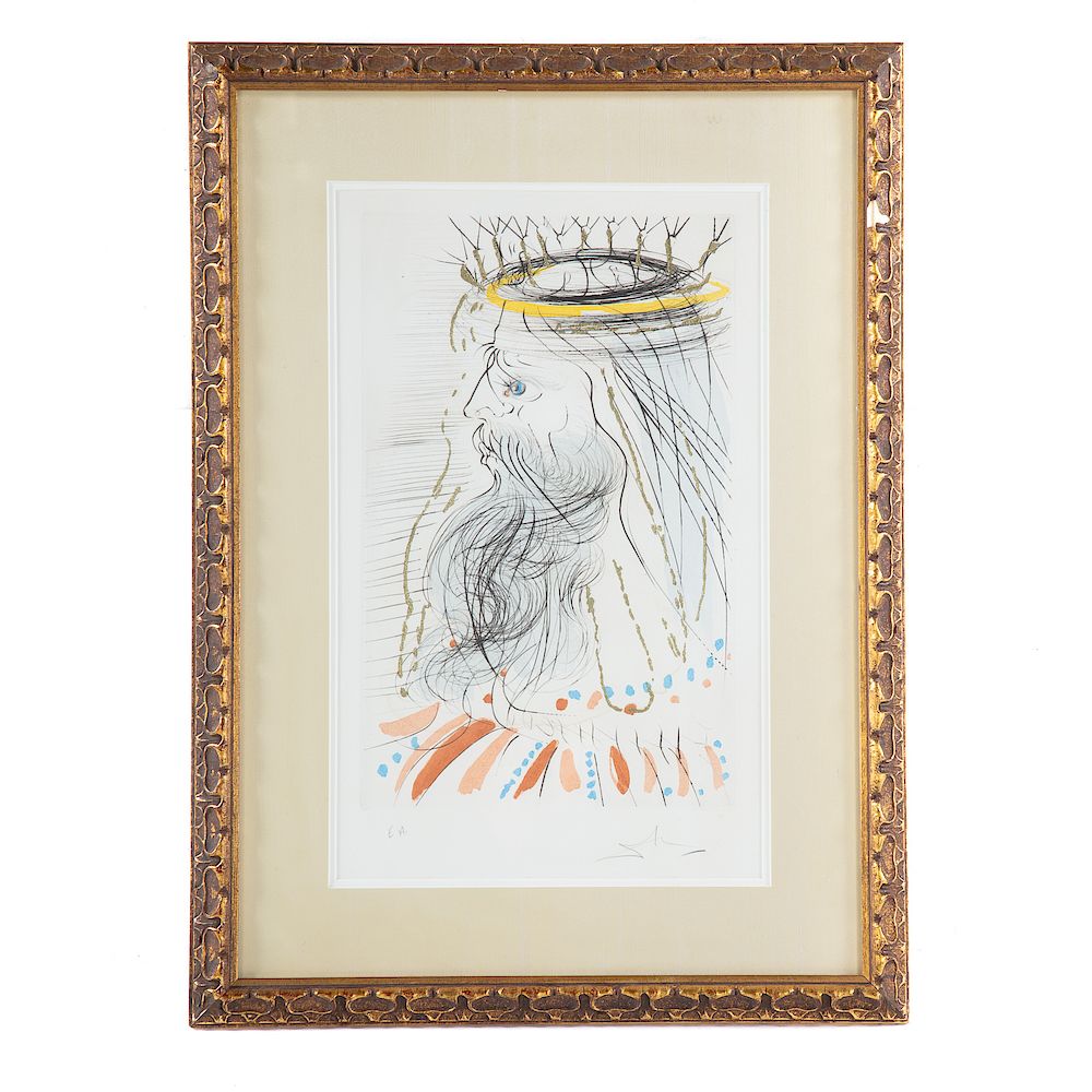 Appraisal: Salvador Dali King Solomon Spanish - hand colored etching with