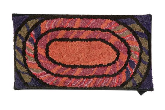 Appraisal: HOOKED RUG American st half- th century Brightly colored concentric