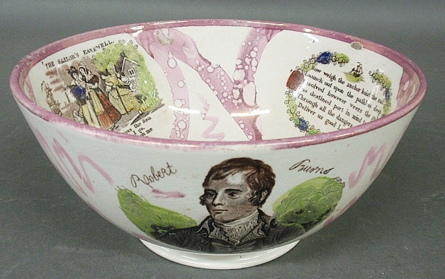 Appraisal: - English Sunderland bowl with Sailor s Farewell and Duke