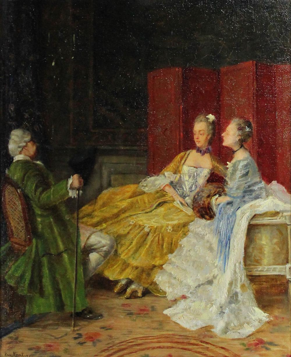 Appraisal: HANS KRATZER GERMAN - ROCOCO GENRE SCENE Oil on canvas