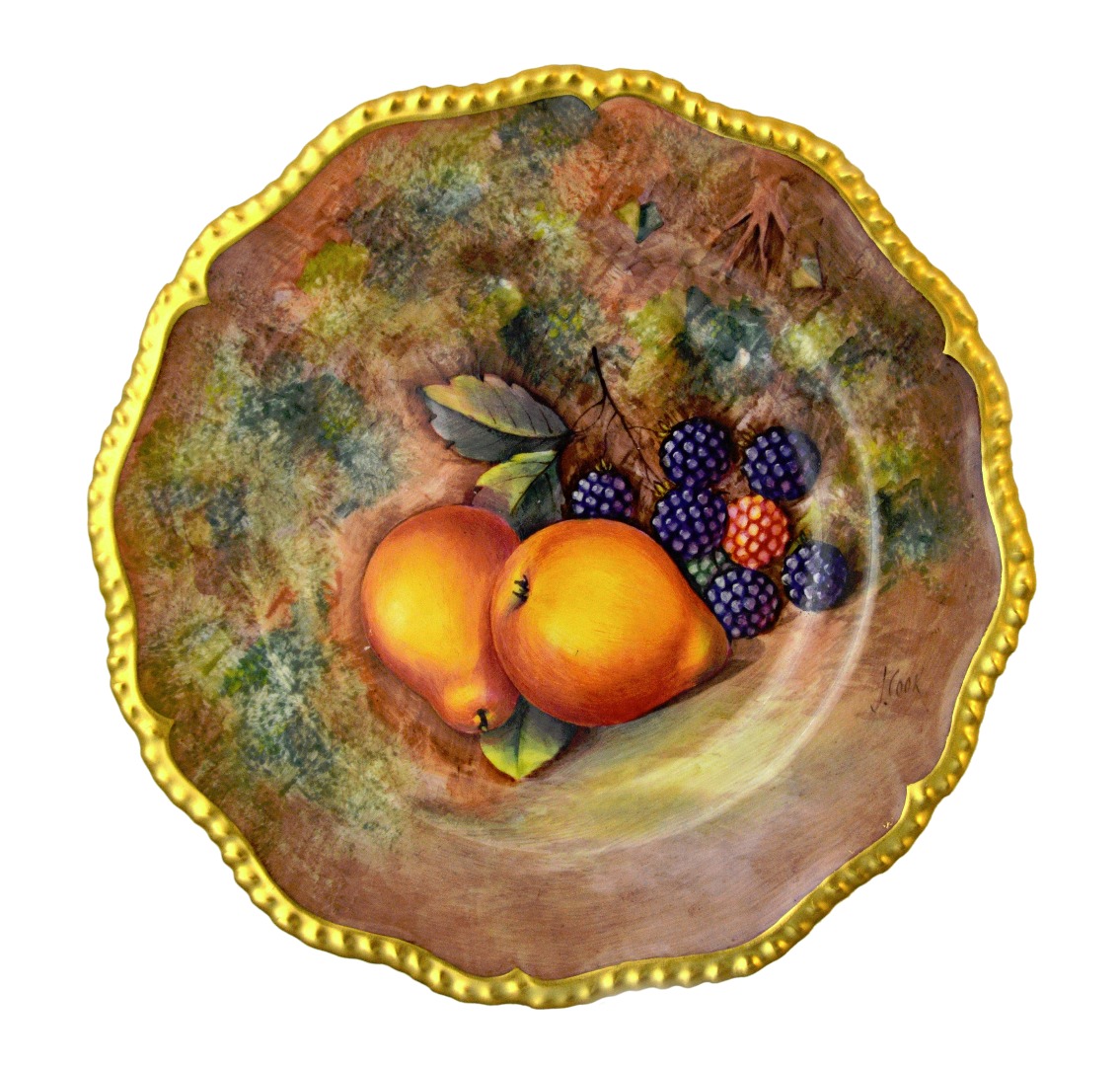 Appraisal: A Royal Worcester plate th century hand painted with fallen