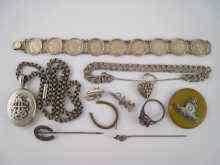 Appraisal: A mixed lot including a white metal tests silver Victorian