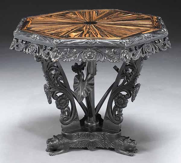 Appraisal: A Rare Anglo-Colonial Carved Coromandel and Ebony Center Table probably