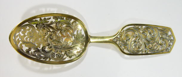 Appraisal: Pierced silver gilt spoon chased with flowers and leaves marked