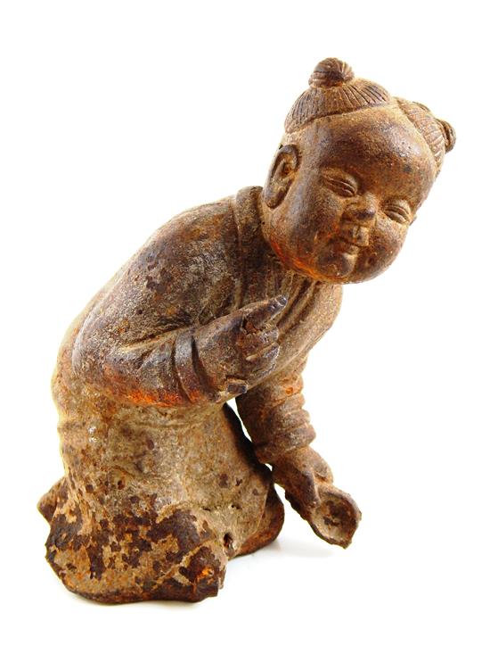 Appraisal: ASIAN Ming Dynasty possible tomb ornament iron figure of plump-faced