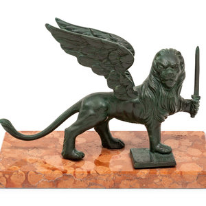 Appraisal: A Bronze Winged Lion of St Mark's patinated bronze on