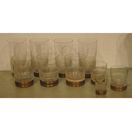 Appraisal: Set of Gilt-Metal Mounted Cut Glassware Estimate -