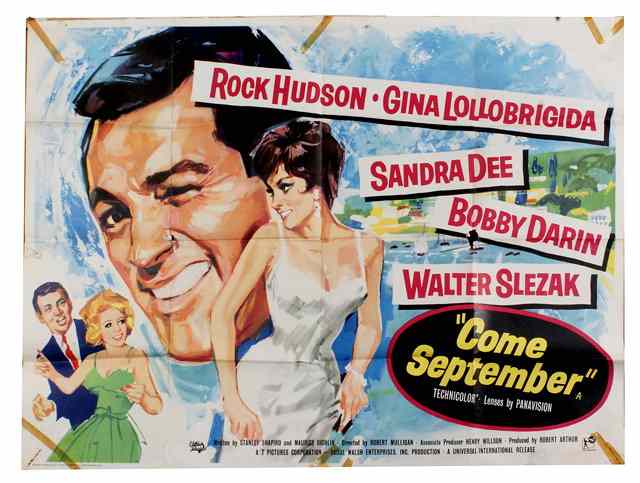 Appraisal: COME SEPTEMBER Universal International comedy starring Rock Hudson British quad