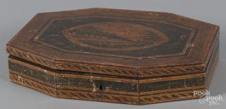 Appraisal: Painted dresser box ca the lid with a central landscape