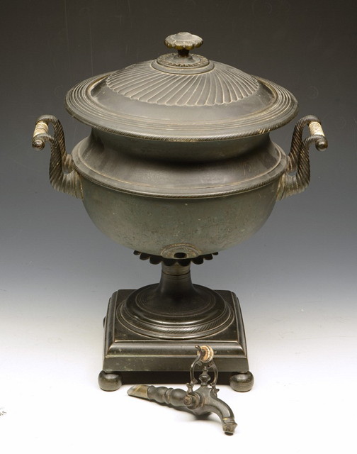 Appraisal: A REGENCY TIN TOLEWARE SAMOVAR of classical form with reeded